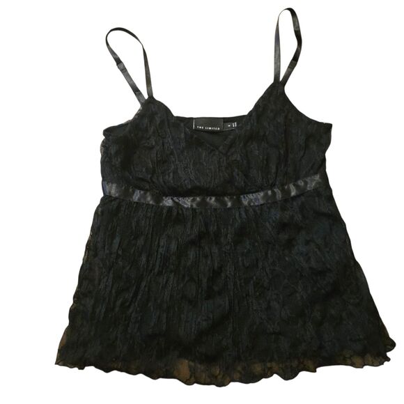Y2K The Limited Top M Baby Doll Black Lace Witchy Fairy Grunge Goblin Nylon - Picture 3 of 6